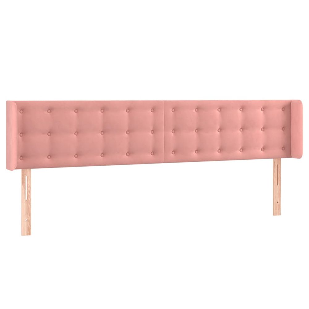 Vidaxl Čelo postele s LED ružové 163x16x78/88 cm zamat